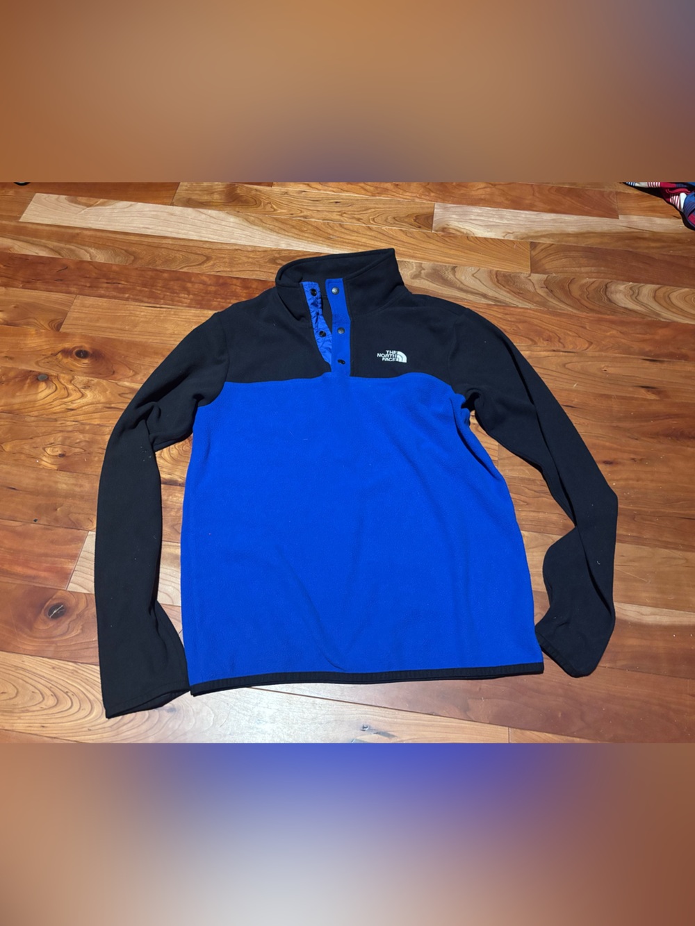 The North Face Blue and Black Snap-Neck Fleece Pullover
